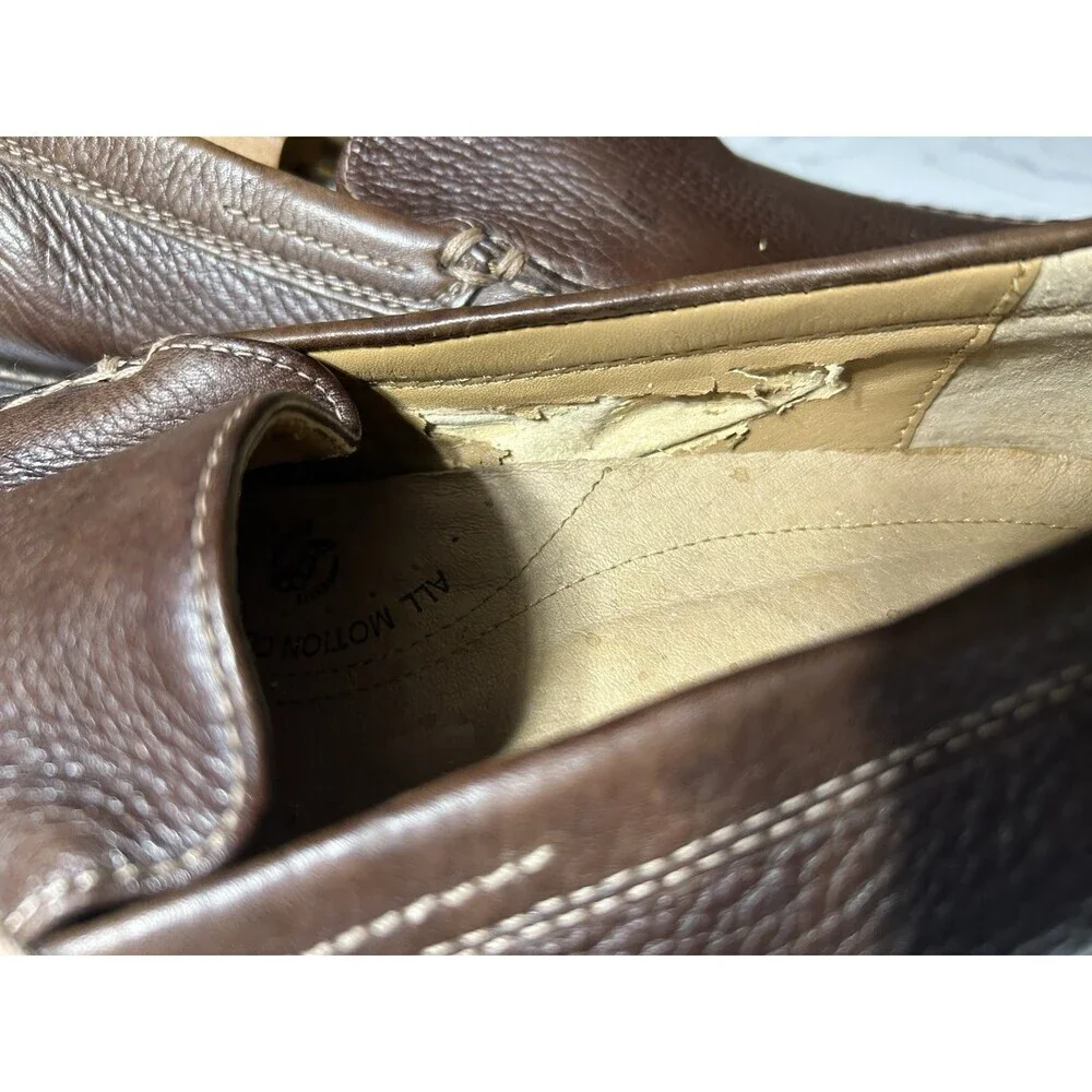 Mens Dockers leather slip on shoes - brown - size 10, Soft Flex